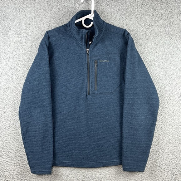 Simms Other - Simms Fishing Products Sweater Mens Small Blue 1/4 Zip Ribbed Chest Pocket